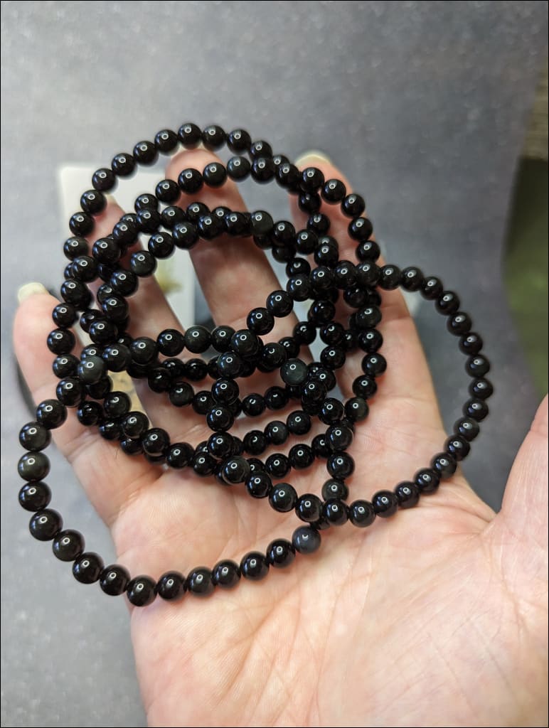 Rainbow Obsidian crystal healing bracelet gemstone bracelet sourced in Mexico 6 mm beads