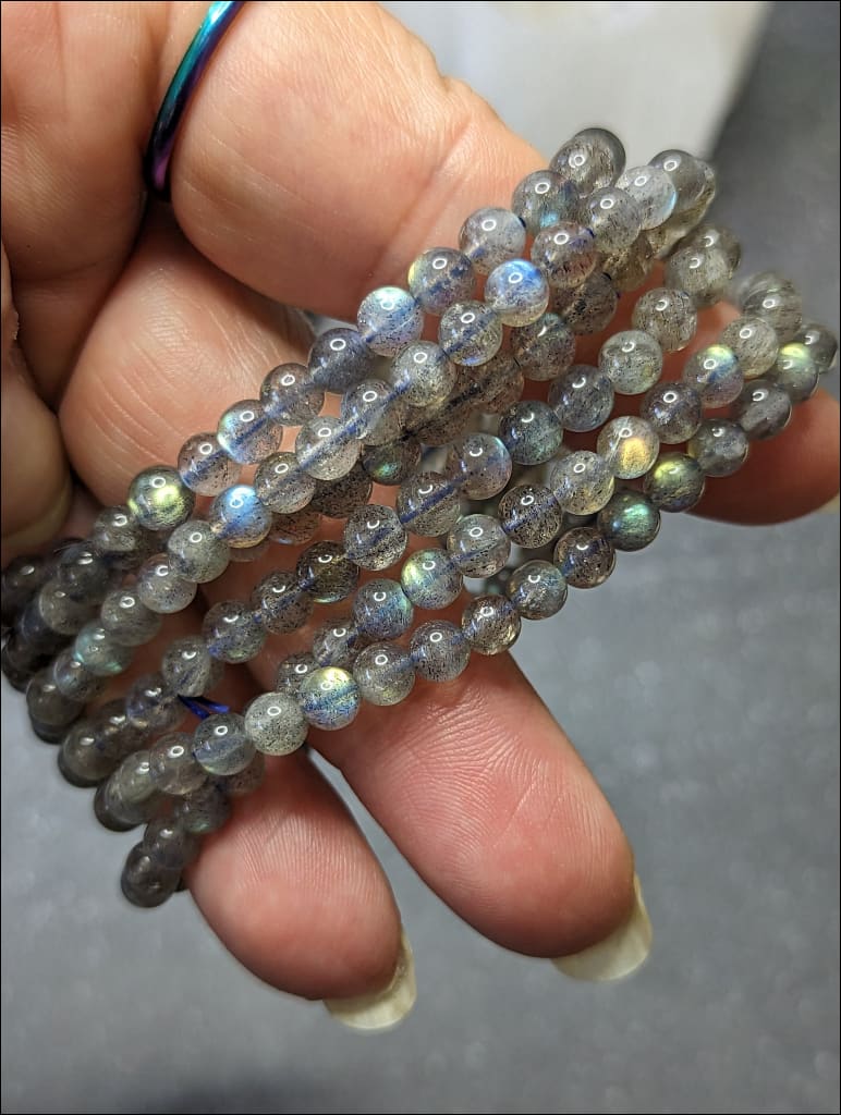 Labradorite blue flash crystal healing bracelet Gemstone Bracelet sourced in Brazil 6 mm Beads