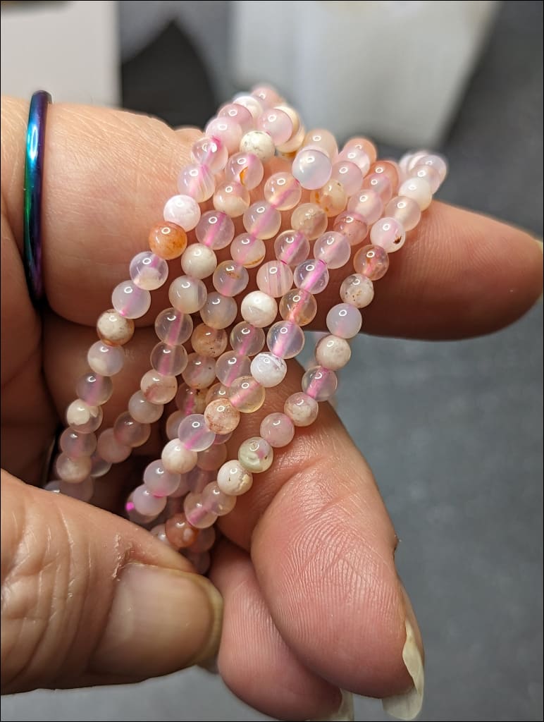 Flower Agate Sakura agate crystal healing bracelet dainty bracelet Gemstone Bracelet sourced in Madagascar  4 mm beads