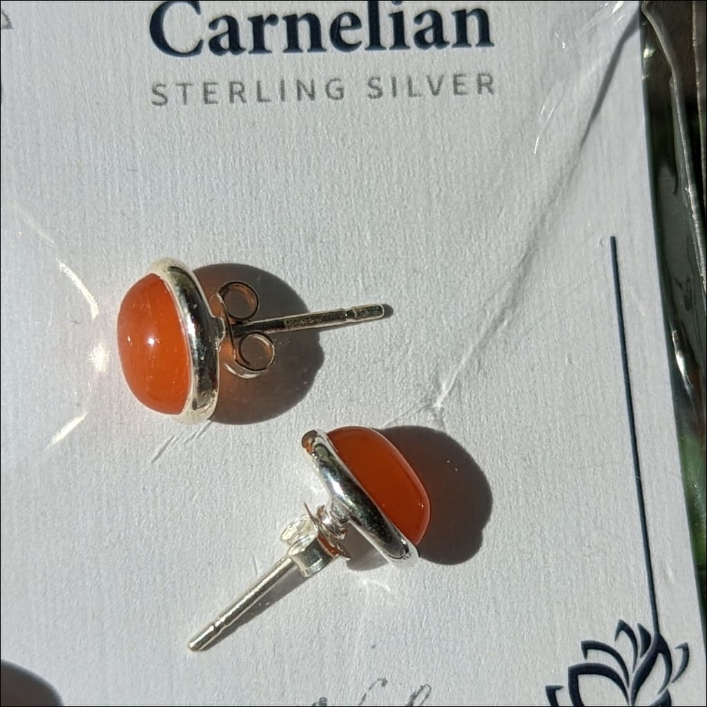 Carnelian gemstone stud Earrings recycled silver Ethically Sourced