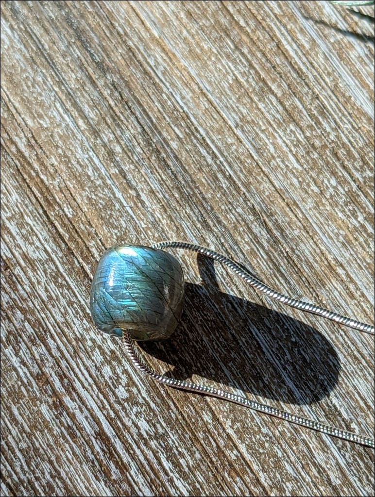 Beautiful Labradorite single bead minimalist gemstone necklace on 925 Sterling silver chain