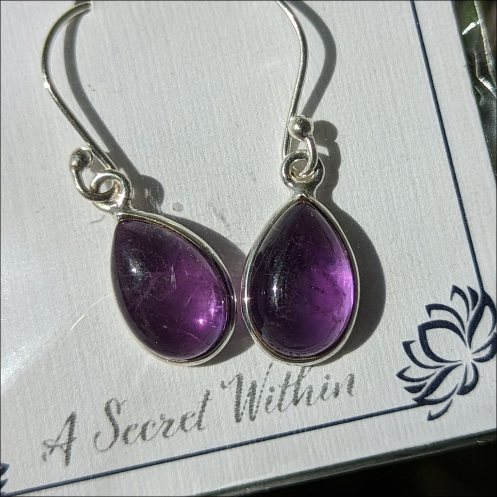 Beautiful Purple Amethyst dangle earrings 925 recycled sterling silver