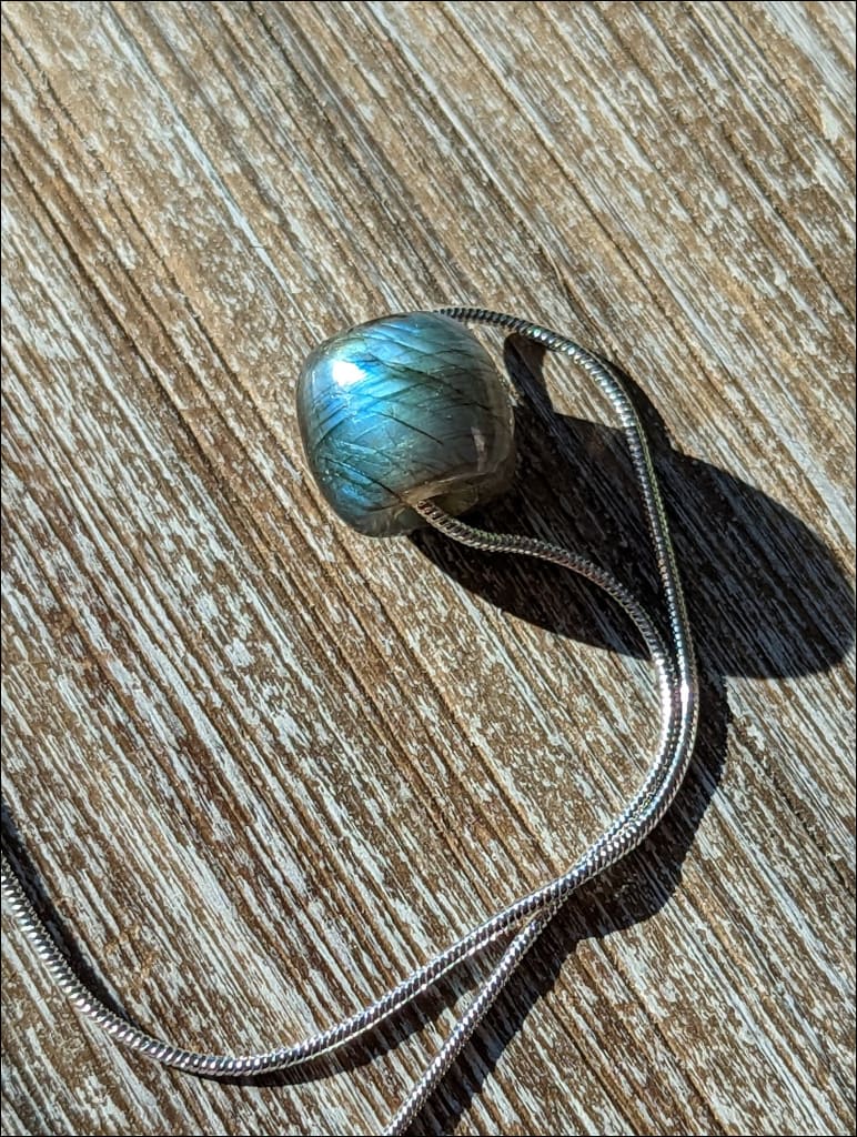 Beautiful Labradorite single bead minimalist gemstone necklace on 925 Sterling silver chain