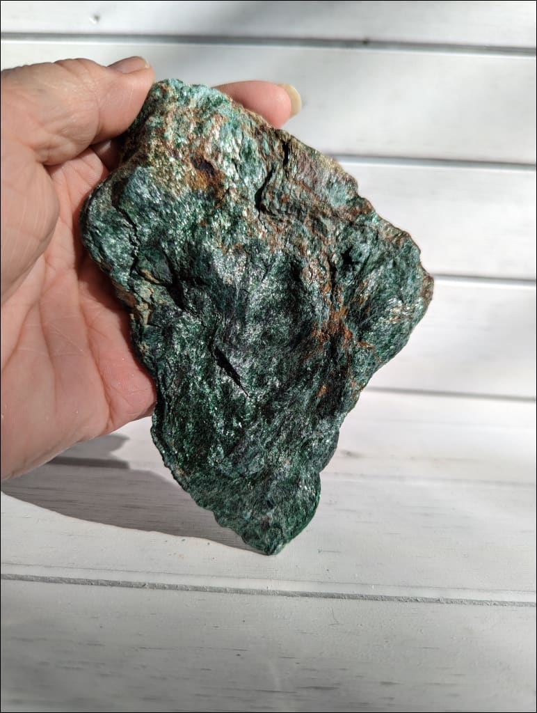 Fuchsite free form sparkly green mined in Brazil ~ LG