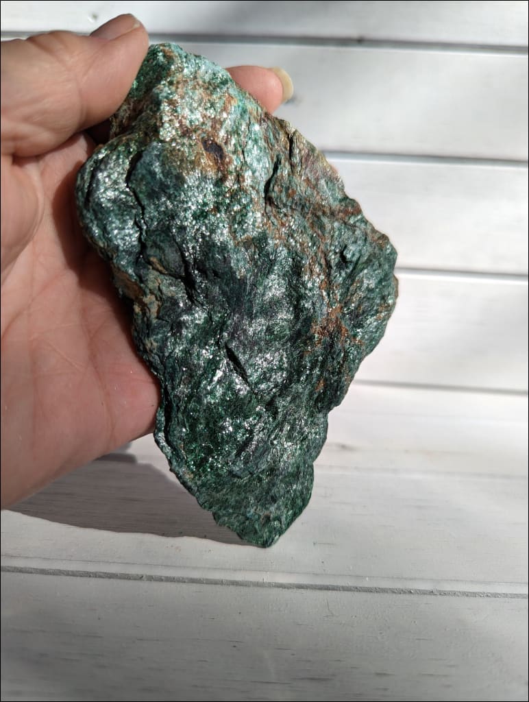 Fuchsite free form sparkly green mined in Brazil ~ LG