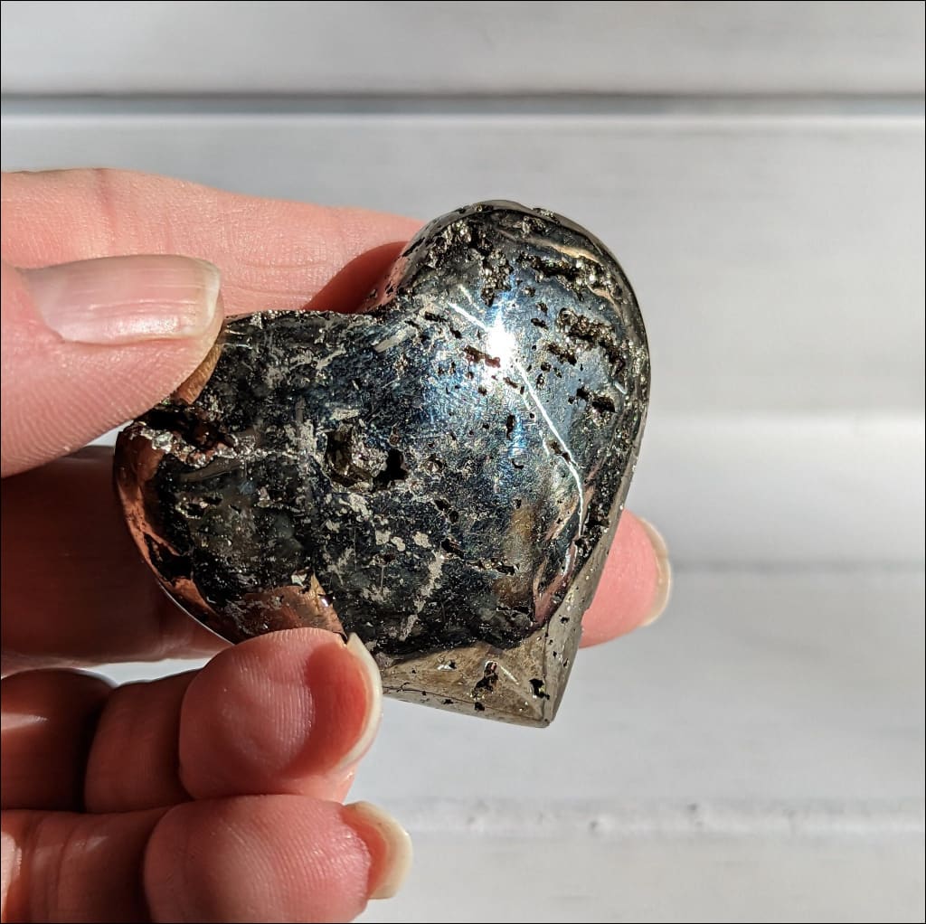 Shiny Pyrite Druzy Heart Consciously Sourced Peru #1