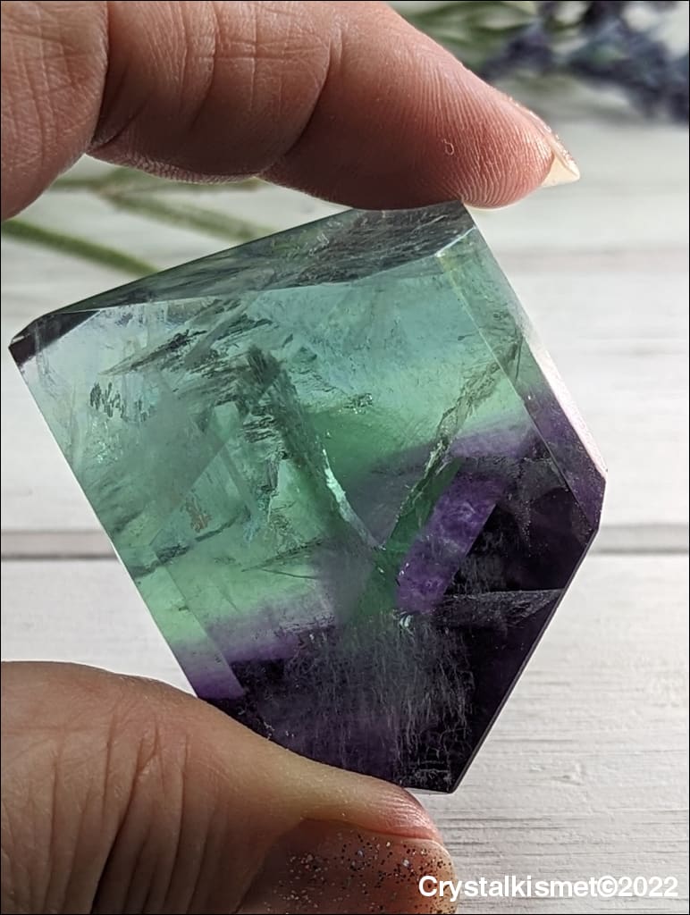 Colorful Green and Purple Fluorite polished freeform Crystal Sourced in China  High Quality