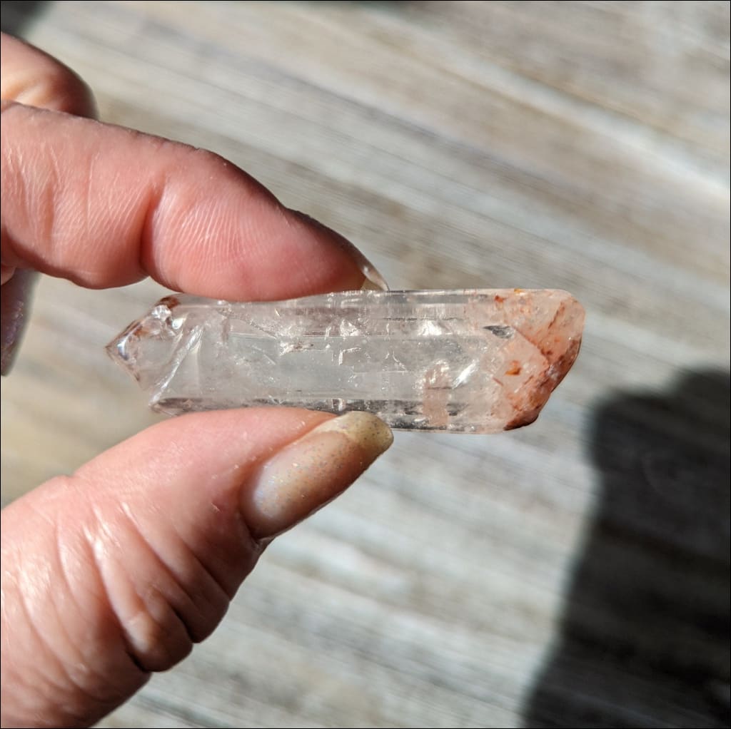 High Grade Crystal Clear Hematoid Quartz Point Ethically 