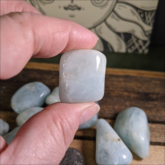 Aquamarine Tumbled Stone Large Ethically Sourced Crystals from Brazil Not Heat-treated  No dyes