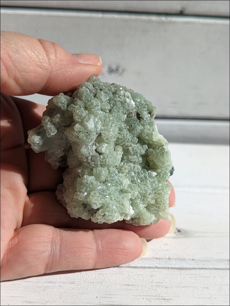 Beautiful Sparkly Raw Prehnite w/some Epidote Cluster  Ethically Sourced Morocco