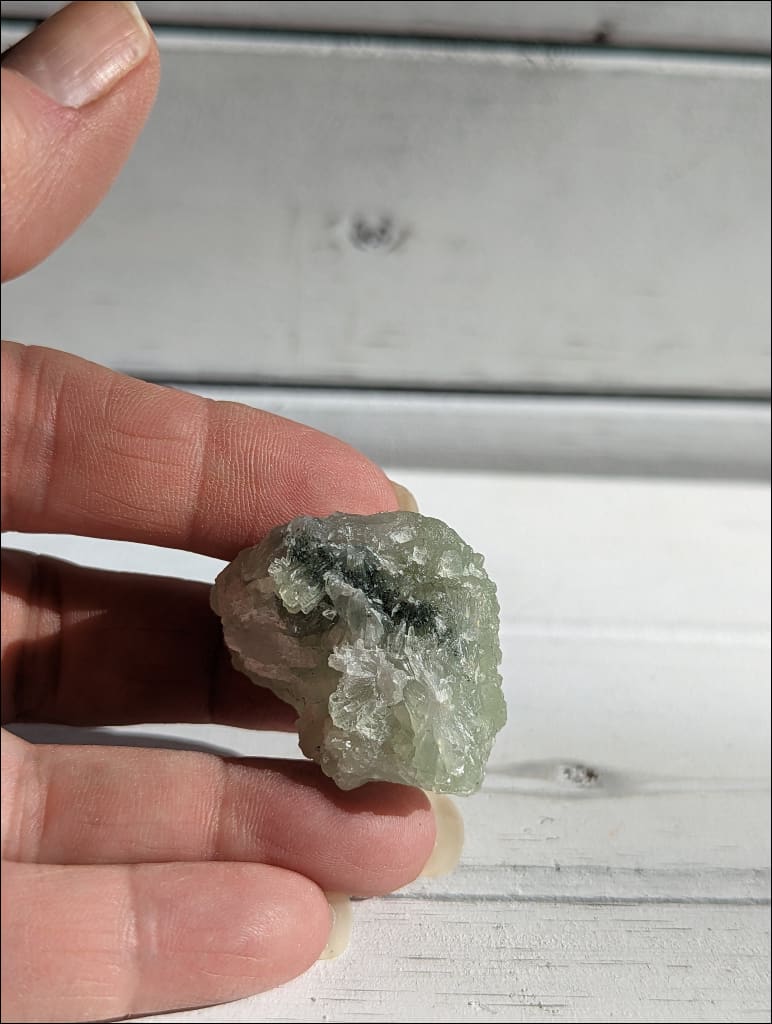 Beautiful Sparkly Raw Prehnite w/some Epidote Cluster Small Ethically Sourced Morocco