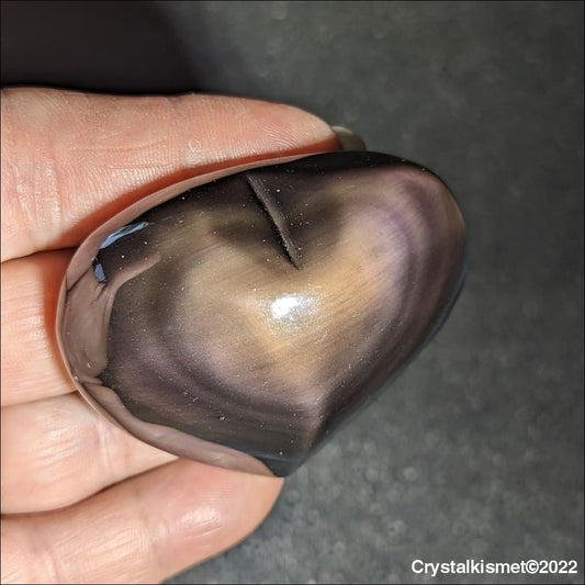 Beautiful Rainbow Obsidian crystal heart carving sourced from Mexico # 5