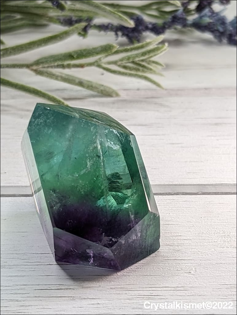 Colorful Green and Purple Fluorite polished freeform Crystal Sourced in China  High Quality