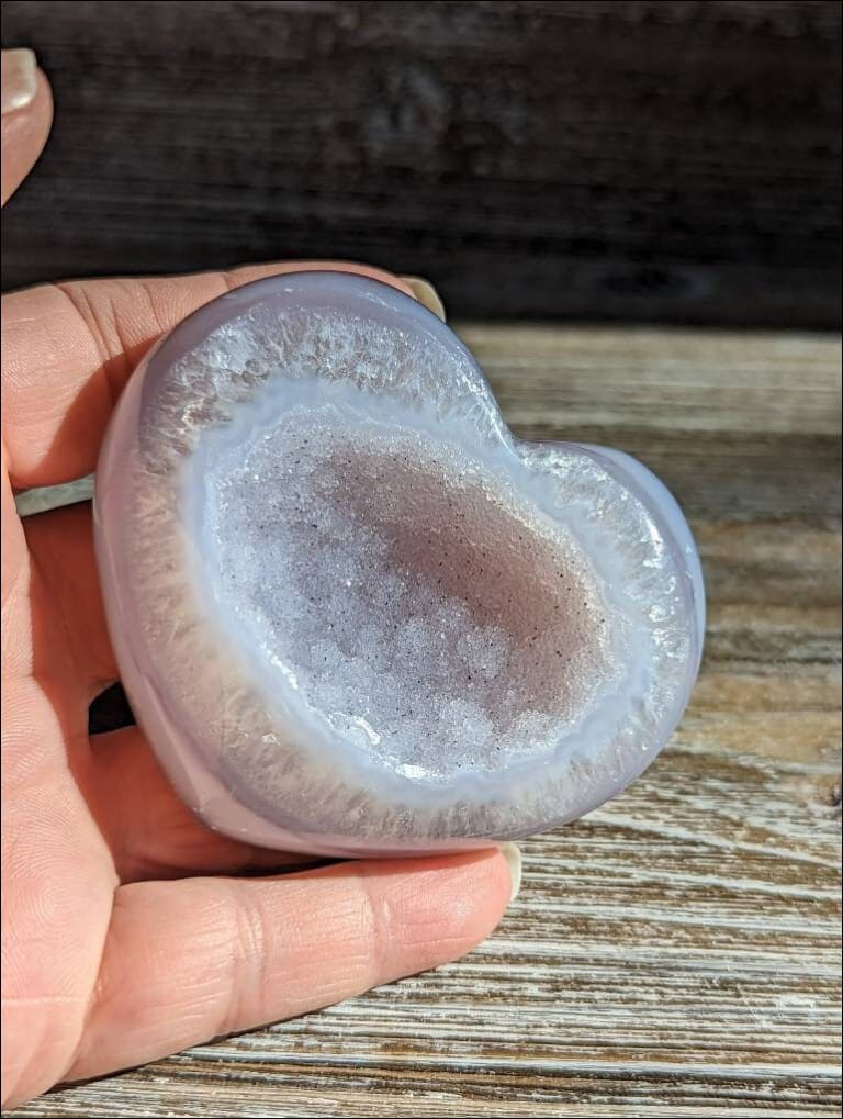 Unique Lavender and Blue Druzy Agate Heart Ethically Sourced Brazil