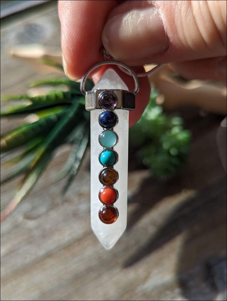 Beautiful 7 Chakra necklace Rose Quartz ,Tigers Eye Amethyst Or Clear Quartz  with 925 Sterling Silver Chain