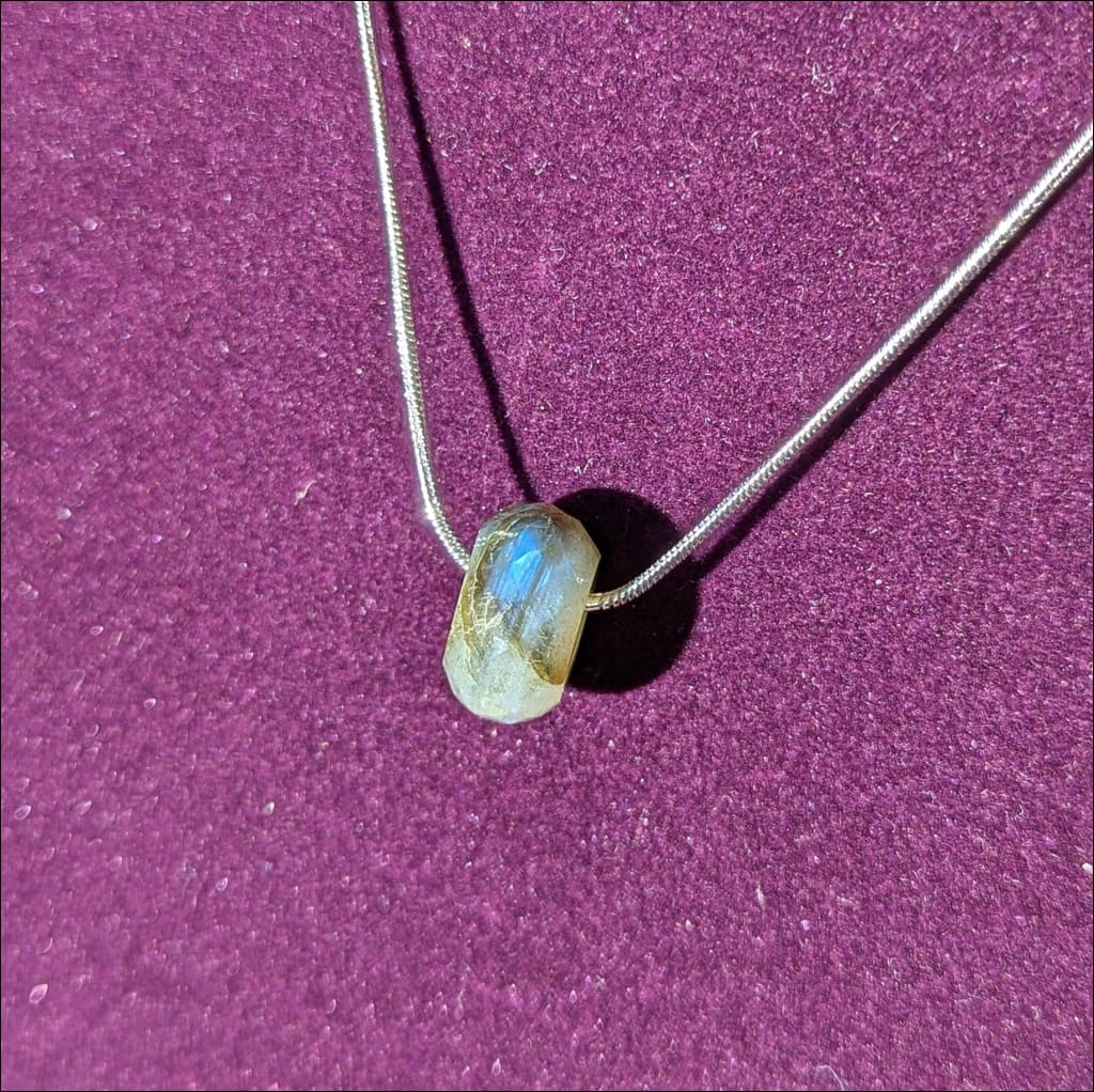 Beautiful Labradorite single bead minimalist gemstone necklace on 925 sterling silver chain