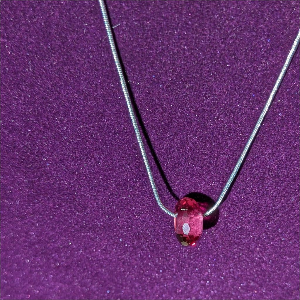 Beautiful Rubellite tourmaline single bead minimalist gemstone necklace on 925 sterling silver chain
