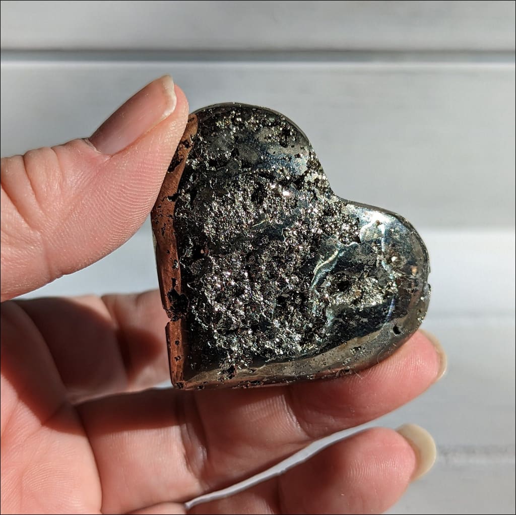 Shiny Pyrite Druzy Heart Consciously Sourced Peru #1