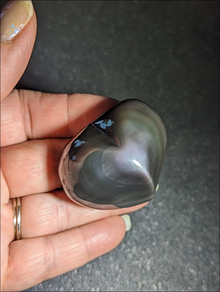 Beautiful Rainbow Obsidian crystal heart carving sourced from Mexico # 6