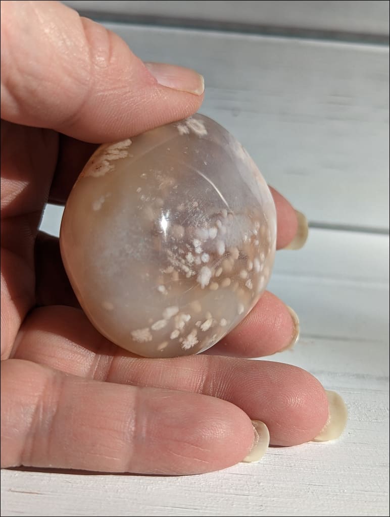 Pink Flower Agate sakura agate palm stone mined in Madagascar