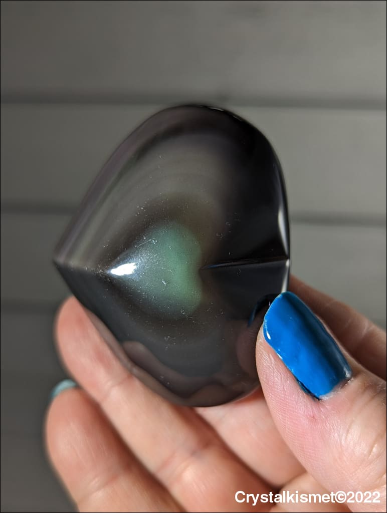 Beautiful Rainbow Obsidian crystal heart carving sourced from Mexico # 1