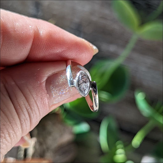 Brilliant Tourmalinated Quartz Ring 925 Recycled Sterling Silver Ring ~Gemstone Ring ~ Dainty Ring ~ Ethically sourced Sri Lanka