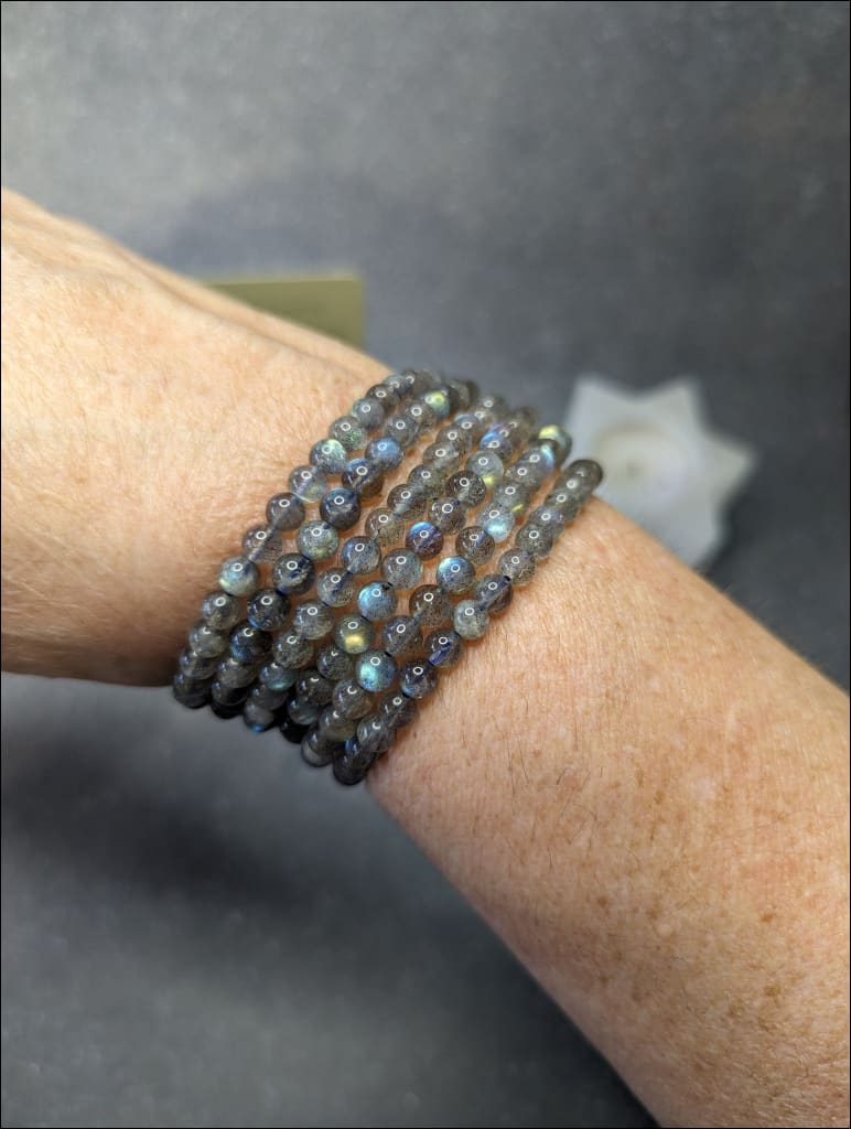 Labradorite blue flash crystal healing bracelet Gemstone Bracelet sourced in Brazil 6 mm Beads