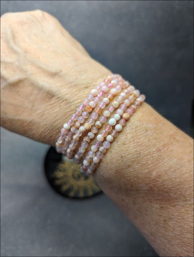 Flower Agate Sakura agate crystal healing bracelet dainty bracelet Gemstone Bracelet sourced in Madagascar  4 mm beads