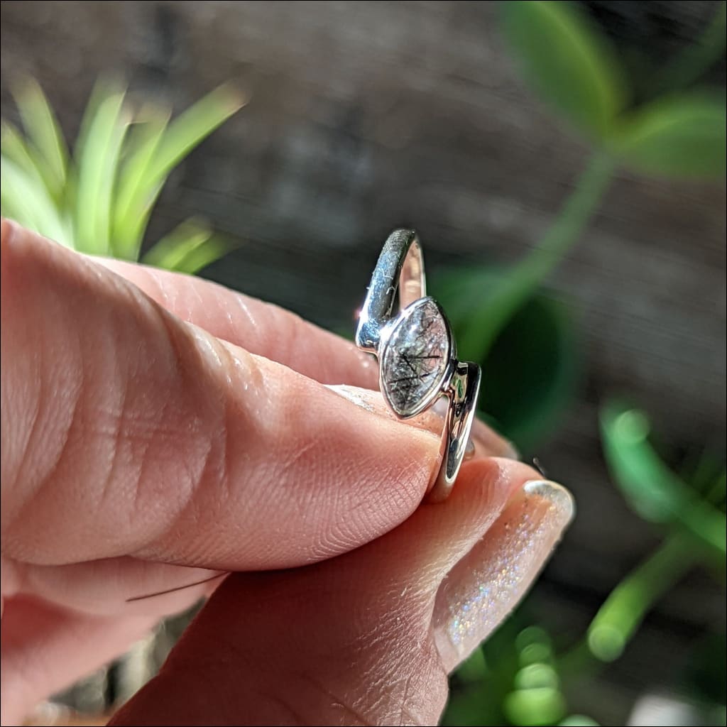 Brilliant Tourmalinated Quartz Ring 925 Recycled Sterling Silver Ring ~Gemstone Ring ~ Dainty Ring ~ Ethically sourced Sri Lanka