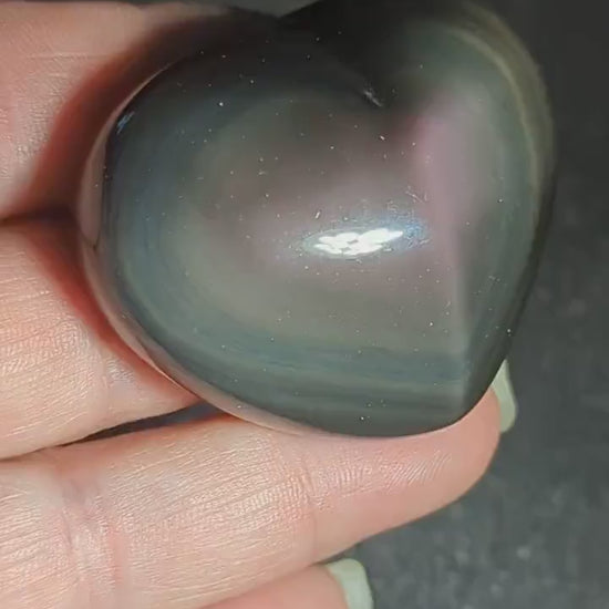 Beautiful Rainbow Obsidian crystal heart carving sourced from Mexico # 4