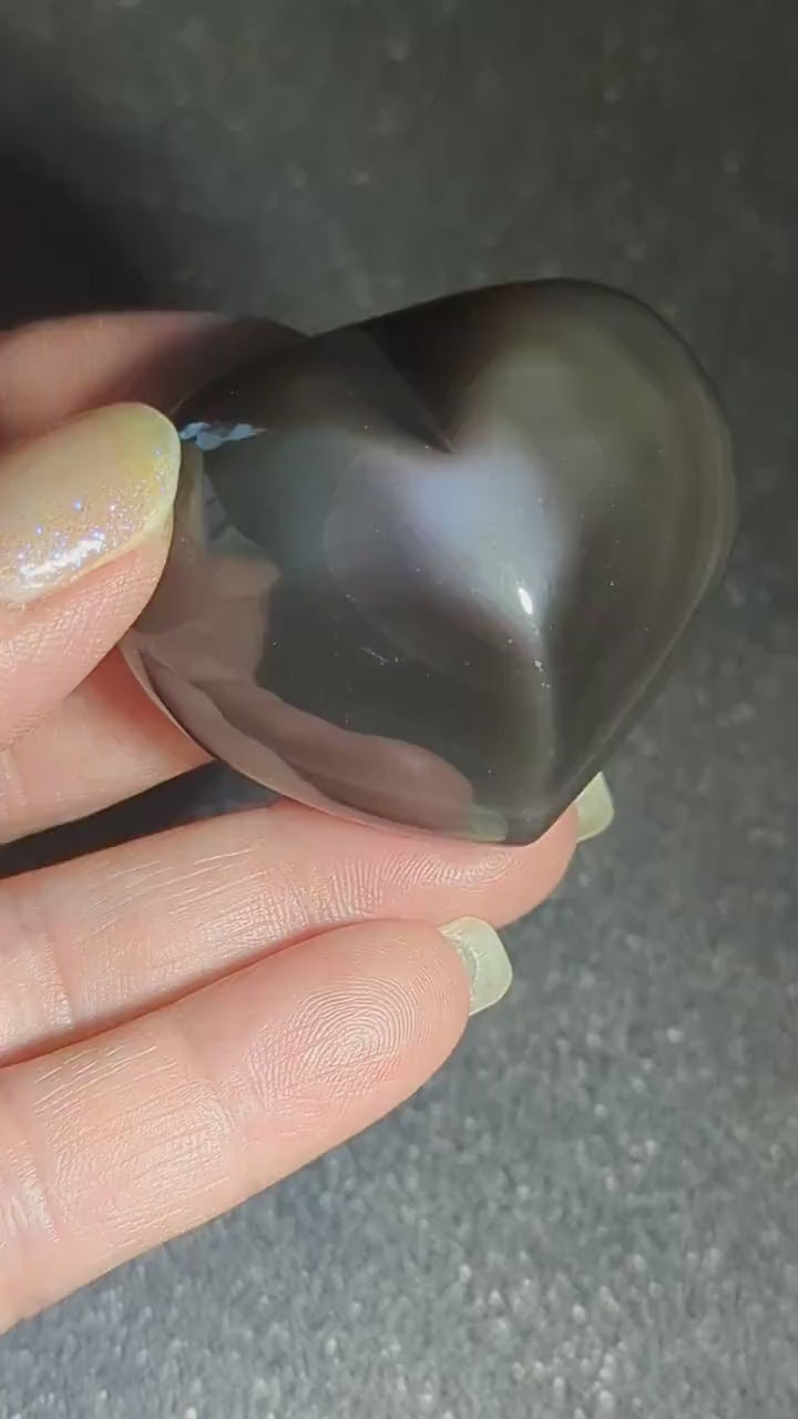 Beautiful Rainbow Obsidian crystal heart carving sourced from Mexico # 6