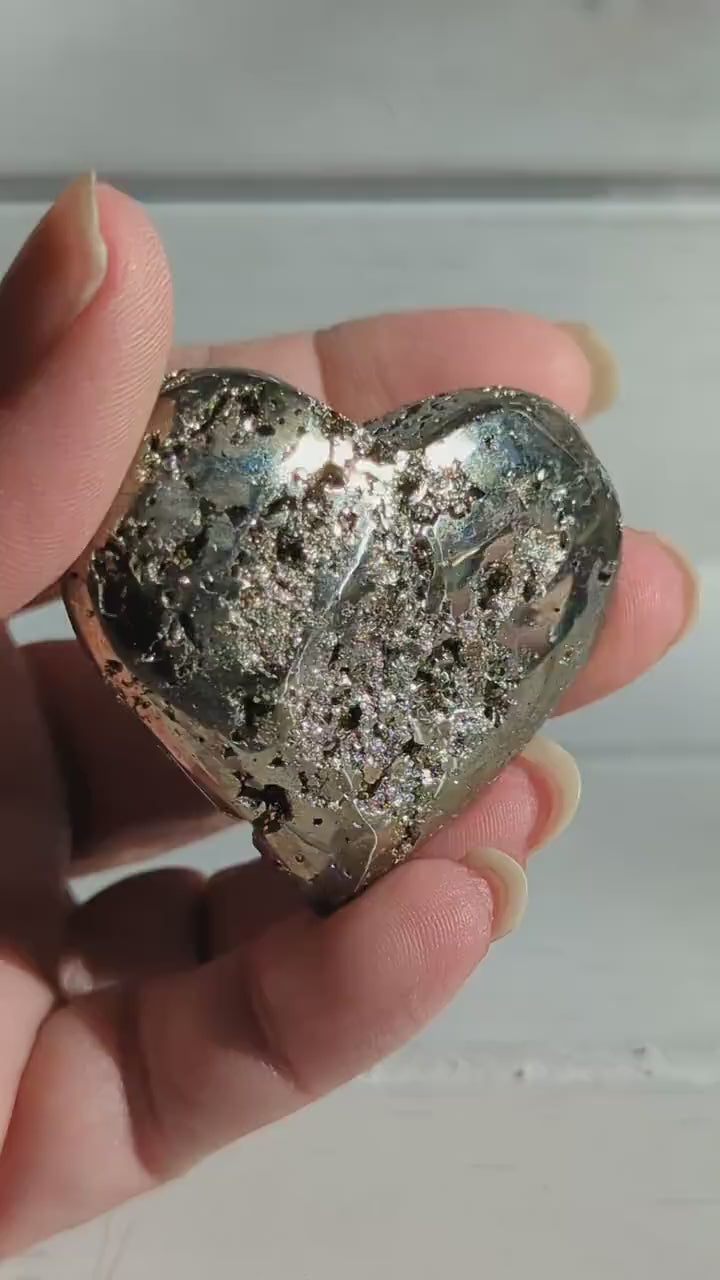 Shiny Pyrite Druzy Heart Consciously Sourced Peru
