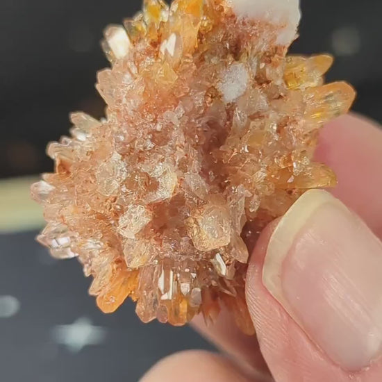 Sparkly Baby Creedite Mineral Durango, Mexico  Creedite Specimen  creedite crystal Orange Creedite