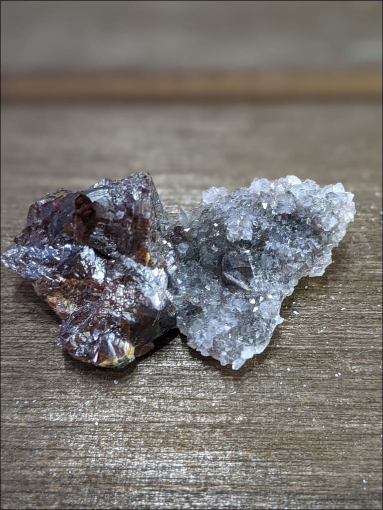 Deep Burgundy Sphalerite & Druzy Quartz Small Specimen Ethically Sourced - Crystal Kismet 