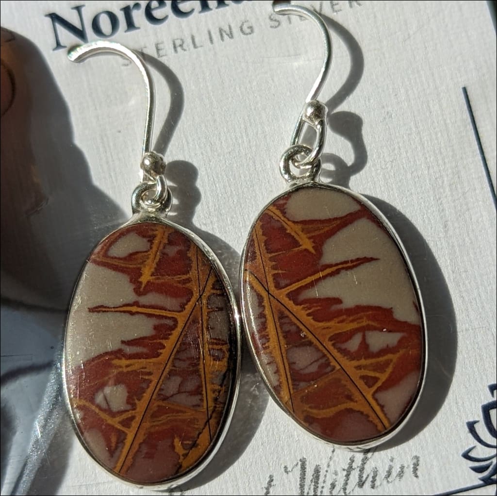 Beautiful Noreena Jasper  drop earrings  925 Recycled Sterling Silver gemstone earrings