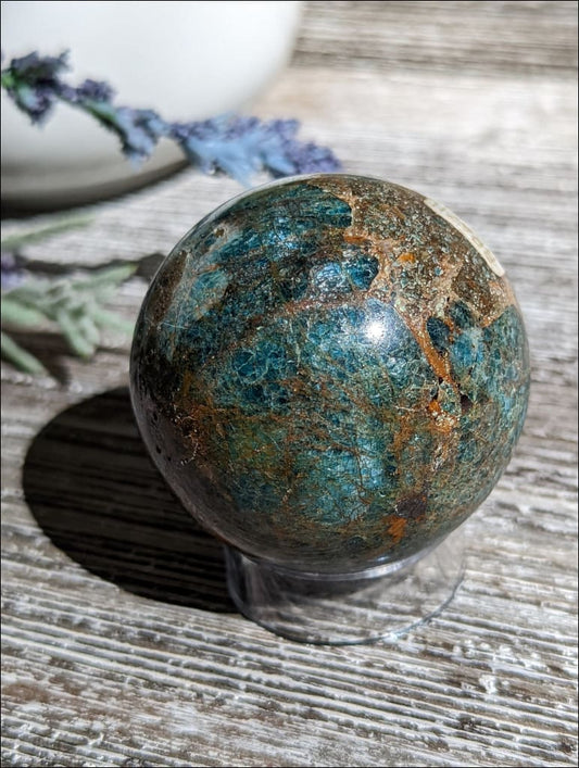 Blue Apatite Sphere Ethically Sourced Brazil
