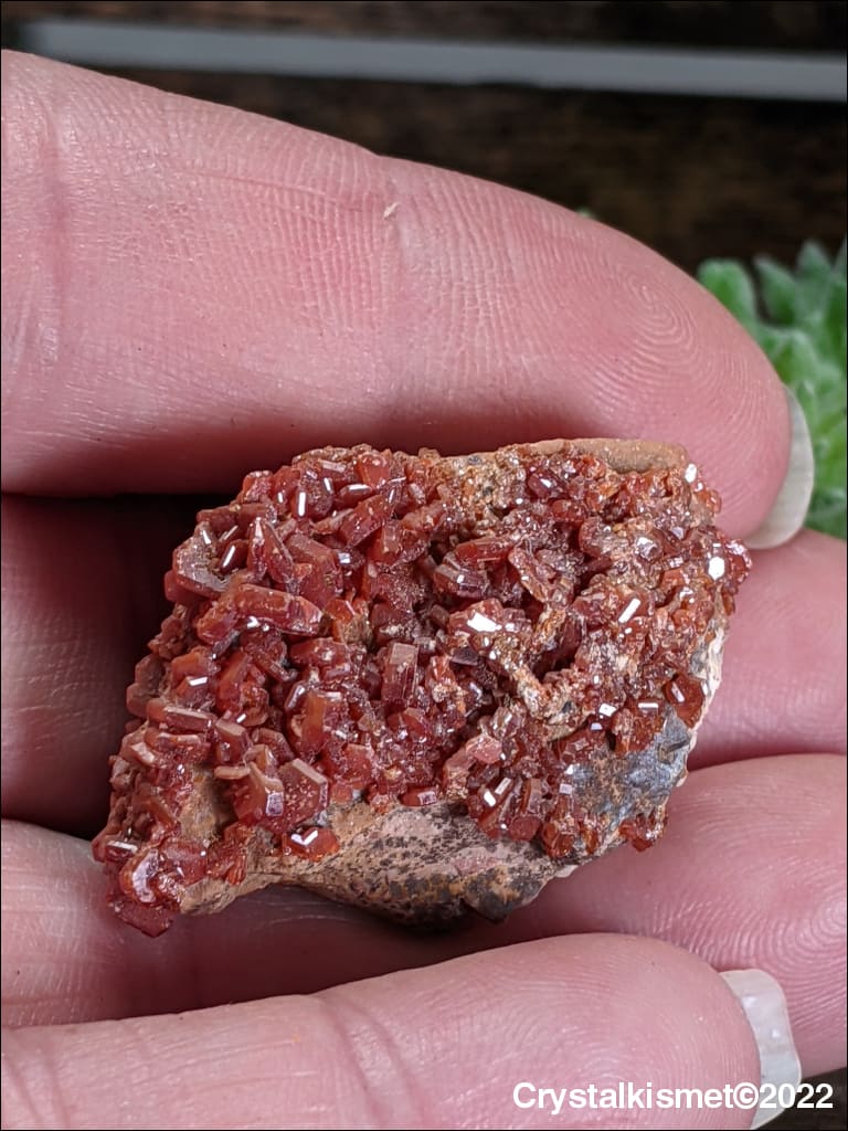 Orange Vanadinite Gemstone Cluster Ethically sourced - Crystal Kismet 