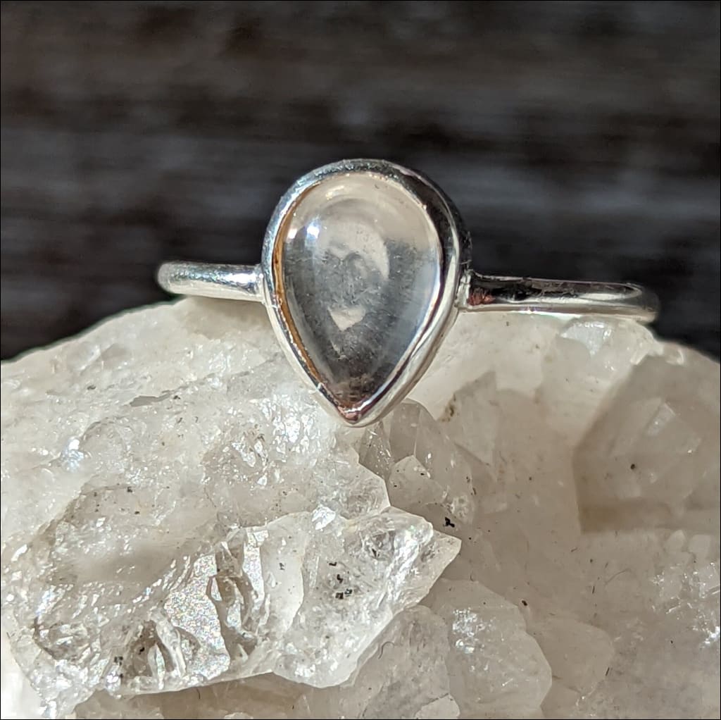 Beautiful Rose Quartz 925 Recycled Sterling Silver Ring  Gemstone Ring  Pear Shape  Size 7