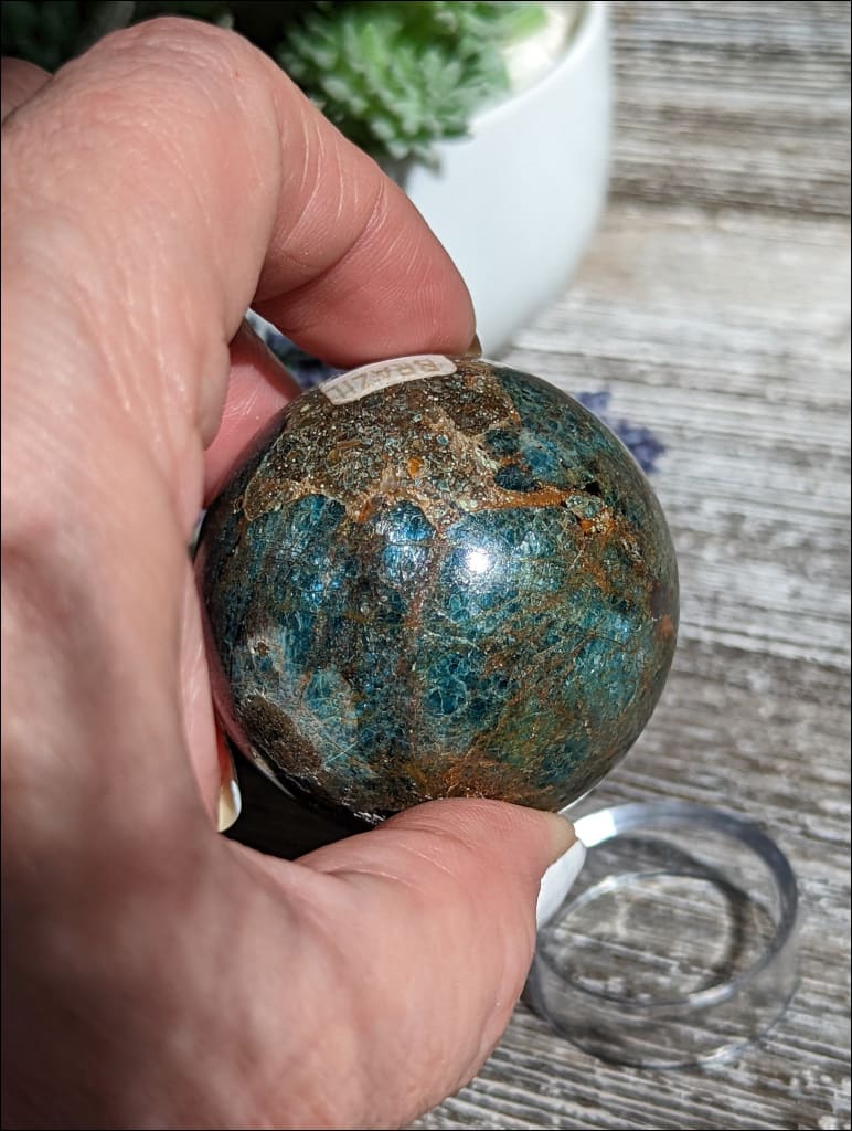 Blue Apatite Sphere Ethically Sourced Brazil