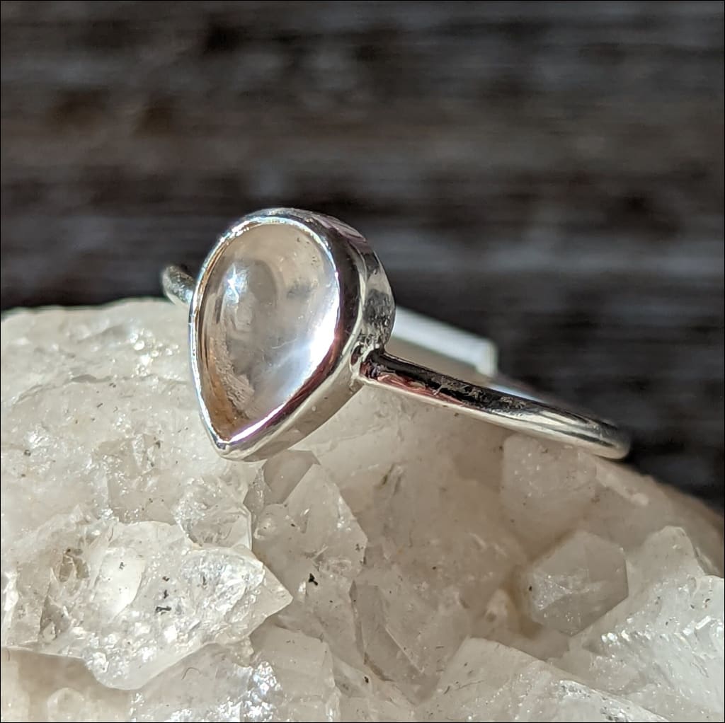 Beautiful Rose Quartz 925 Recycled Sterling Silver Ring  Gemstone Ring  Pear Shape  Size 7